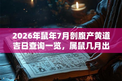 2026年鼠年7月剖腹产黄道吉日查询一览，属鼠几月出生好？