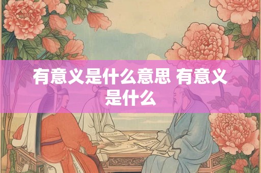 有意义是什么意思 有意义是什么