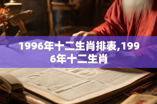 1996年十二生肖排表,1996年十二生肖