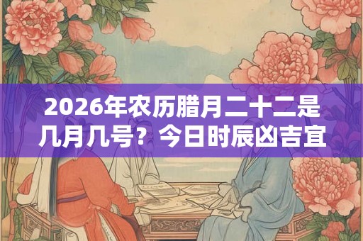 2026年农历腊月二十二是几月几号？今日时辰凶吉宜忌