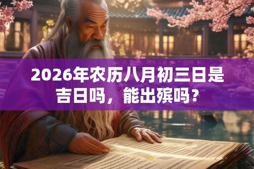 2026年农历八月初三日是吉日吗，能出殡吗？