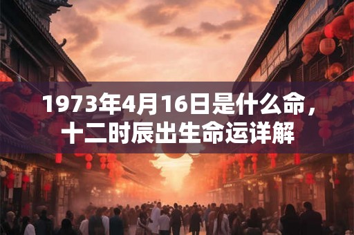 1973年4月16日是什么命，十二时辰出生命运详解