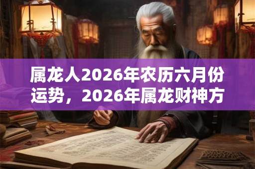 属龙人2026年农历六月份运势，2026年属龙财神方位