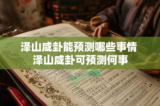 泽山咸卦能预测哪些事情 泽山咸卦可预测何事 泽山咸卦能预测哪些事情 泽山咸卦可预测何事