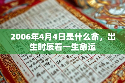 2006年4月4日是什么命，出生时辰看一生命运