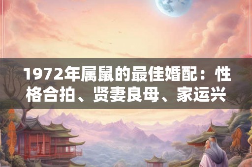 1972年属鼠的最佳婚配：性格合拍、贤妻良母、家运兴旺