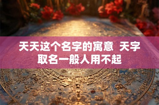 天天这个名字的寓意  天字取名一般人用不起