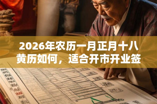 2026年农历一月正月十八黄历如何，适合开市开业签约吗？