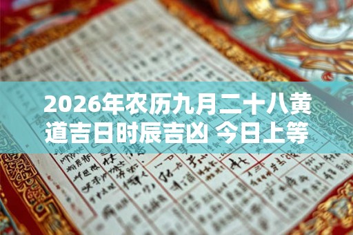 2026年农历九月二十八黄道吉日时辰吉凶 今日上等好时辰查询