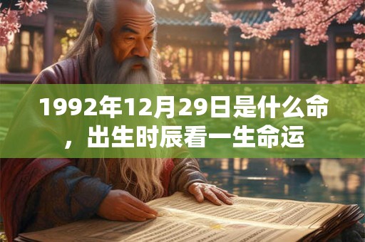 1992年12月29日是什么命，出生时辰看一生命运