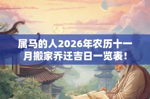 属马的人2026年农历十一月搬家乔迁吉日一览表！