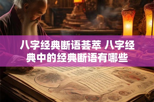 八字经典断语荟萃 八字经典中的经典断语有哪些