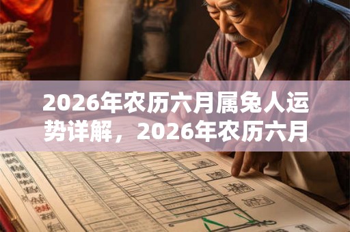 2026年农历六月属兔人运势详解，2026年农历六月黄道吉日一览！