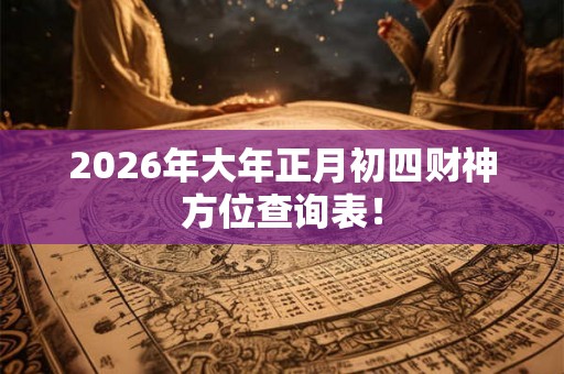 2026年大年正月初四财神方位查询表！