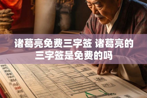 诸葛亮免费三字签 诸葛亮的三字签是免费的吗