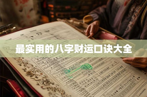 最实用的八字财运口诀大全 最实用的八字财运口诀大全