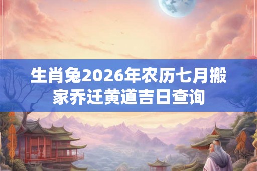 生肖兔2026年农历七月搬家乔迁黄道吉日查询 生肖兔2026年农历七月搬家乔迁黄道吉日查询
