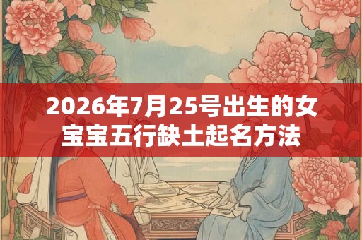 2026年7月25号出生的女宝宝五行缺土起名方法