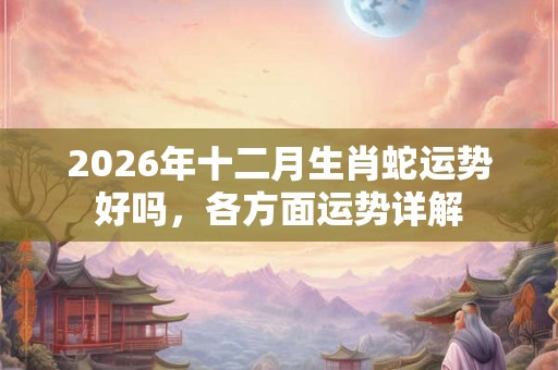 2026年十二月生肖蛇运势好吗，各方面运势详解