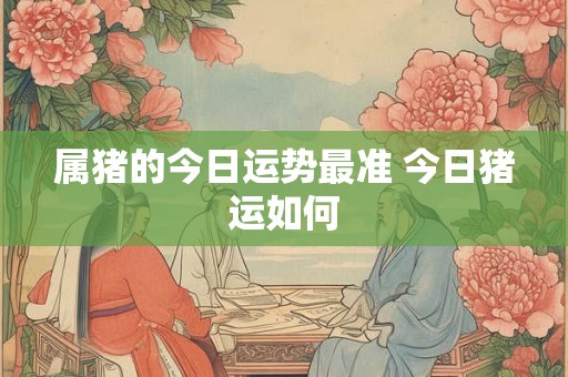 属猪的今日运势最准 今日猪运如何