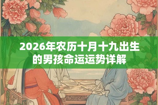 2026年农历十月十九出生的男孩命运运势详解