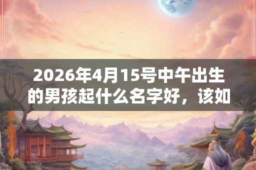 2026年4月15号中午出生的男孩起什么名字好，该如何取名？