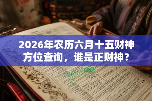 2026年农历六月十五财神方位查询，谁是正财神？
