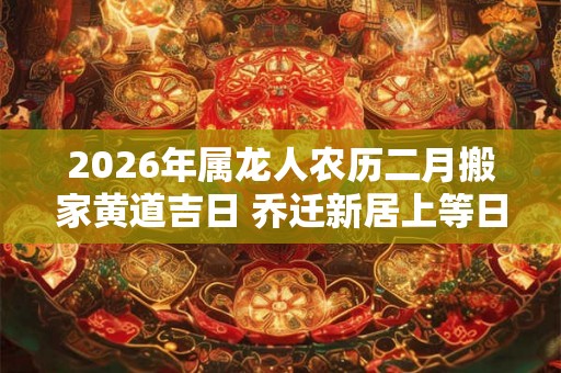 2026年属龙人农历二月搬家黄道吉日 乔迁新居上等日子 2026年属龙人农历二月搬家黄道吉日 乔迁新居上等日子