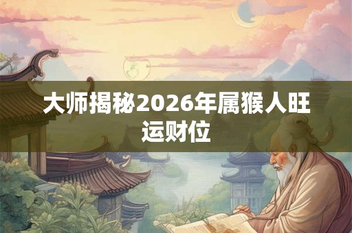 大师揭秘2026年属猴人旺运财位