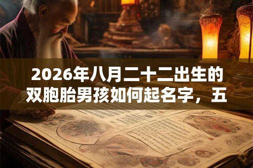 2026年八月二十二出生的双胞胎男孩如何起名字，五行属什么？