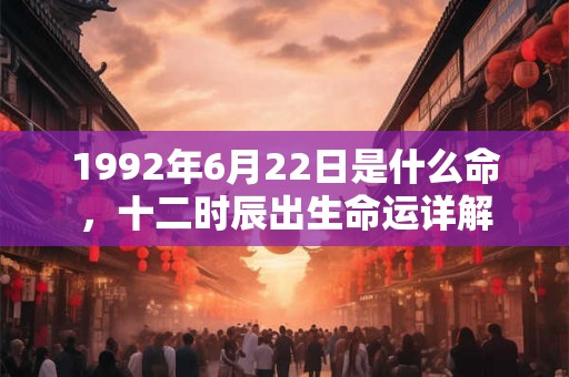 1992年6月22日是什么命，十二时辰出生命运详解