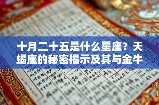 十月二十五是什么星座？天蝎座的秘密揭示及其与金牛座的默契