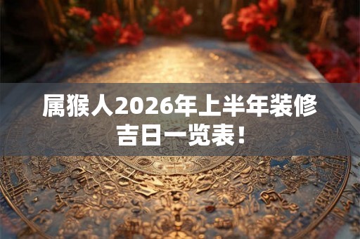 属猴人2026年上半年装修吉日一览表! 属猴人2026年上半年装修吉日一览表!