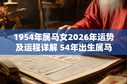 1954年属马女2026年运势及运程详解 54年出生属马人2026全年每月运势女性