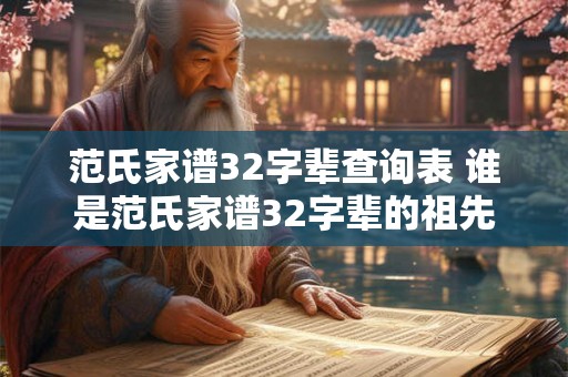 范氏家谱32字辈查询表 谁是范氏家谱32字辈的祖先