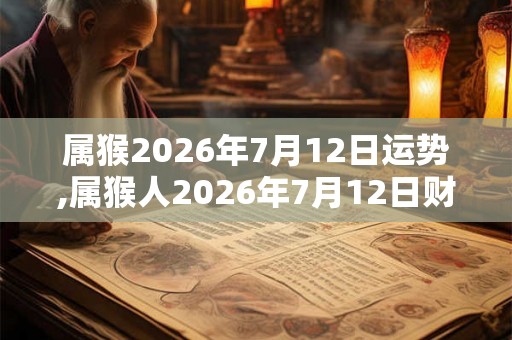 属猴2026年7月12日运势,属猴人2026年7月12日财运,生肖猴2026年7月12日运势
