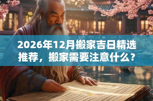 2026年12月搬家吉日精选推荐,搬家需要注意什么? 2026年12月搬家吉日精选推荐,搬家需要注意什么?