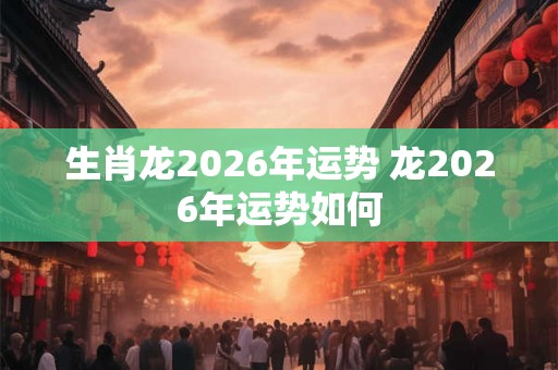 生肖龙2026年运势 龙2026年运势如何