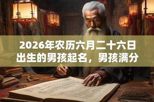 2026年农历六月二十六日出生的男孩起名，男孩满分名字取名大全