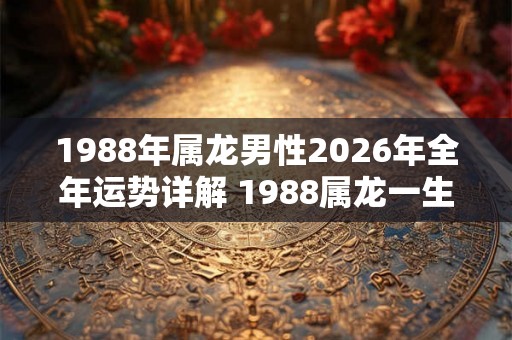 1988年属龙男性2026年全年运势详解 1988属龙一生大劫年