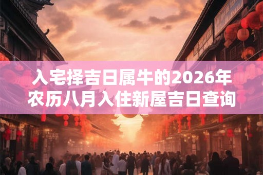 入宅择吉日属牛的2026年农历八月入住新屋吉日查询
