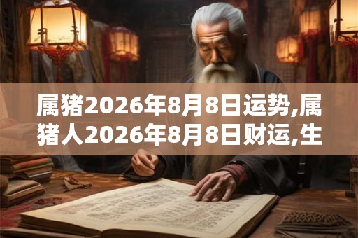 属猪2026年8月8日运势,属猪人2026年8月8日财运,生肖猪2026年8月8日运势