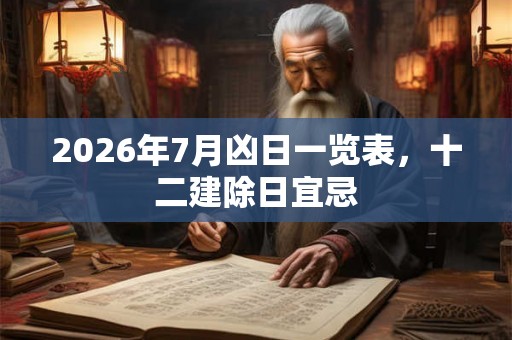 2026年7月凶日一览表，十二建除日宜忌