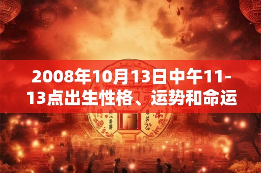 2008年10月13日中午11-13点出生性格、运势和命运