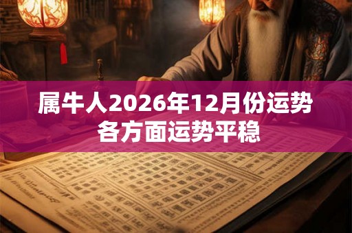 属牛人2026年12月份运势 各方面运势平稳