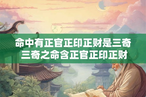 命中有正官正印正财是三奇 三奇之命含正官正印正财