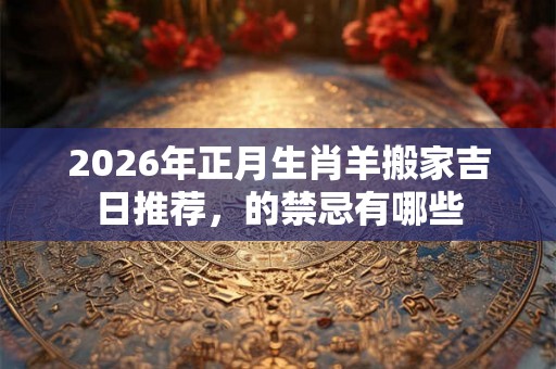 2026年正月生肖羊搬家吉日推荐，的禁忌有哪些