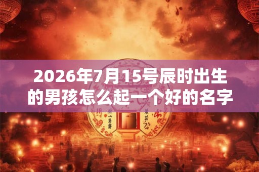 2026年7月15号辰时出生的男孩怎么起一个好的名字