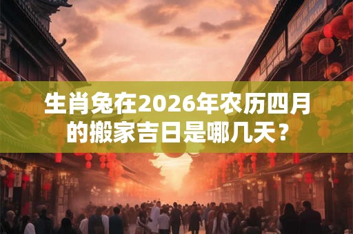 生肖兔在2026年农历四月的搬家吉日是哪几天？