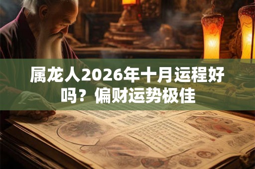 属龙人2026年十月运程好吗？偏财运势极佳